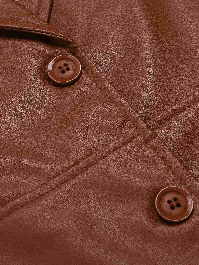1940s Notched Collar Button Leather | 1940s | vintage outerwear, retro jacket