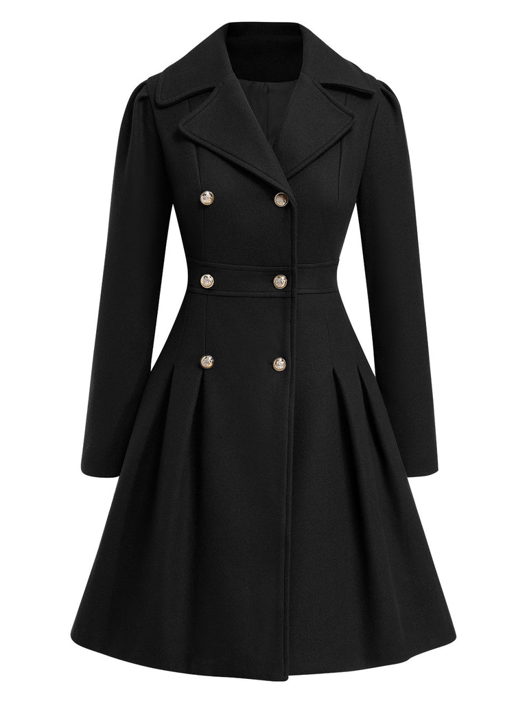 1940s Notched Collar Double-Breasted Dress Coat, vintage dress, retro fashion - perfect for women who love vintage and retro fashion