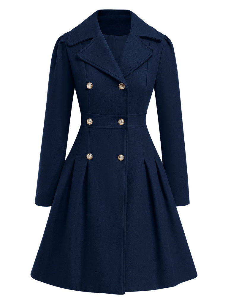 1940s Notched Collar Double-Breasted Dress Coat, vintage dress, retro fashion - perfect for women who love vintage and retro fashion