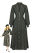 1940s Notched Collar Lantern Sleeve Button Dress - vintage dress, retro fashion