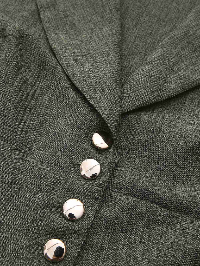 1940s Notched Collar Lantern Sleeve Button Dress - vintage dress, retro fashion