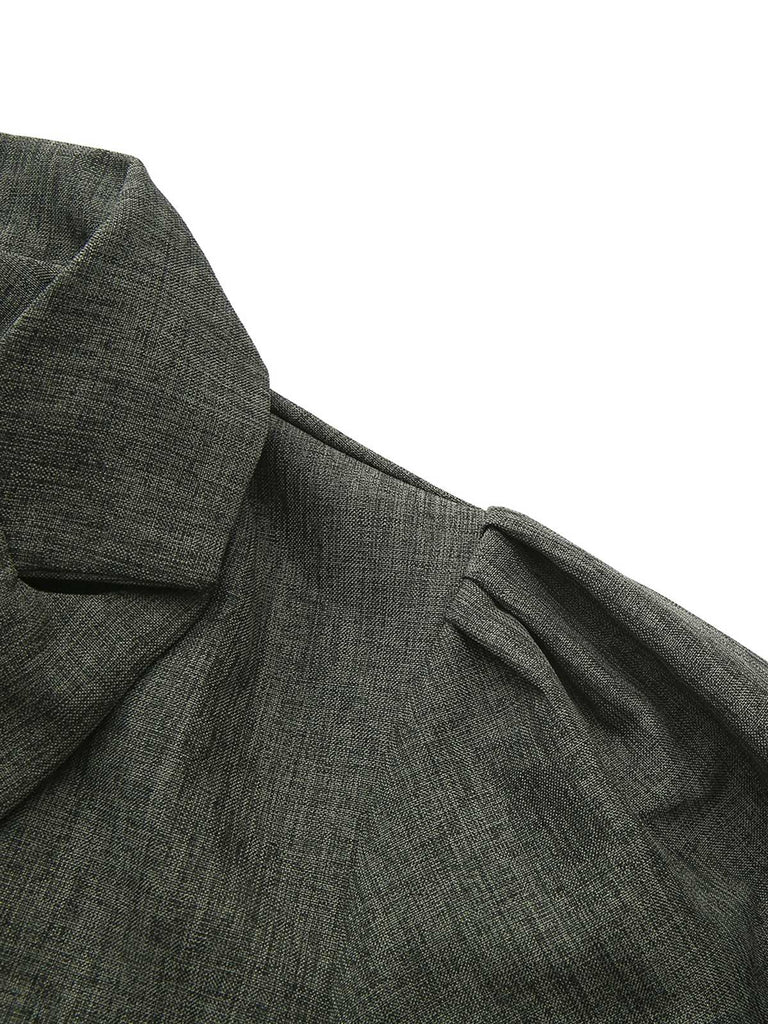 1940s Notched Collar Lantern Sleeve Button Dress - vintage dress, retro fashion