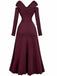 1940s Off-Shoulder Long Sleeve Pleated Dress - vintage dress, retro fashion