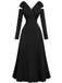 1940s Off-Shoulder Long Sleeve Pleated Dress - vintage dress, retro fashion