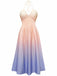 1940s Ombre Deep V-Neck Halter Dress - vintage dress, retro fashion for women