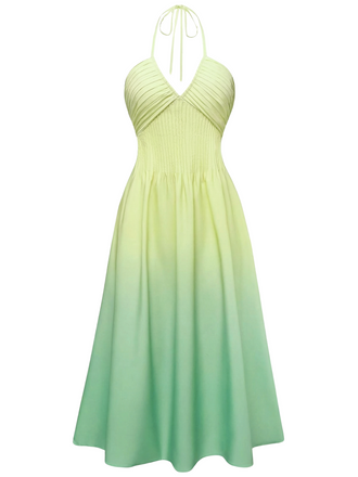 1940s Ombre Deep V-Neck Halter Dress, vintage dress, retro fashion - perfect for women who love vintage and retro fashion
