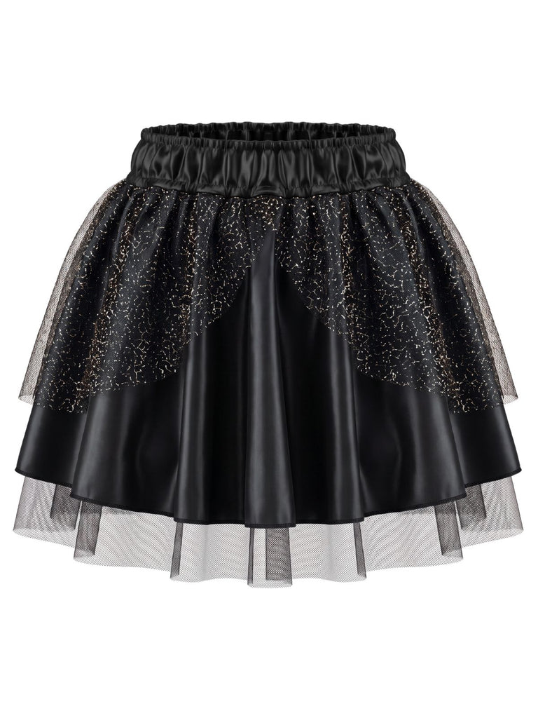 1940s Peacock Cosplay Satin Mesh Skirt - 1