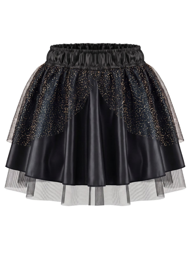 1940s Peacock Cosplay Satin Mesh Skirt - 2