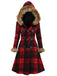 1940s Plaid Toggle Faux Fur Trim Hooded Coat - vintage fashion, retro style