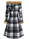 1940s Plaid Toggle Faux Fur Trim Hooded Coat - vintage fashion, retro style