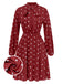 1940s Polka Dot Drawstring Pleated Dress, vintage dress, retro fashion - perfect for women who love vintage and retro fashion