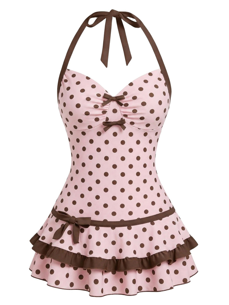 pink polka dot halter dress Polka Dot Halter Maxi Dress in Pink  Sugar & Spice