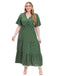 1940s Polka Dot V-Neck Short Sleeve Maxi Dress