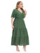 1940s Polka Dot V-Neck Short Sleeve Maxi Dress 4