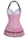 1940s Polka Dots Hater Swimsuit, classic vintage style summer beach collection