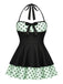 Blue 1940s Polka Dots Patchwork Halter Swimdress, vintage dress, retro fashion - perfect for women who love vintage and retro fashion