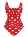 1940s Polka Dots Wrinkle Strap Swimsuit, vintage swimsuit, pin-up swimwear - perfect for women who love vintage and retro fashion