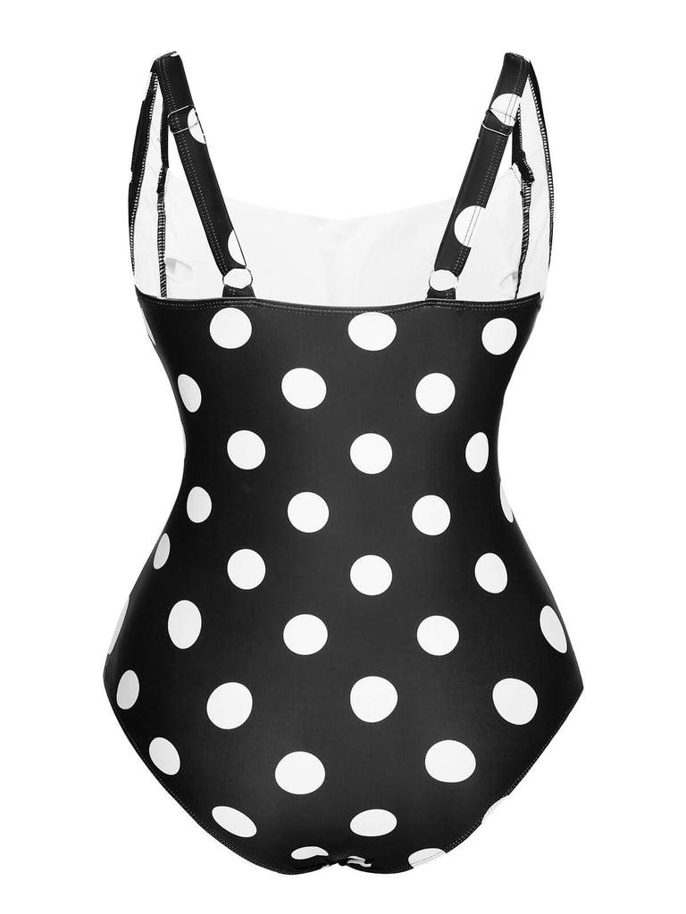1940s Polka Dots Wrinkle Strap Swimsuit, vintage swimsuit, pin-up swimwear - perfect for women who love vintage and retro fashion