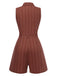 She pairs this 1940s Pure Cotton Shirt Neck Pinstripe Belted Romper with confidence and 1940s charm