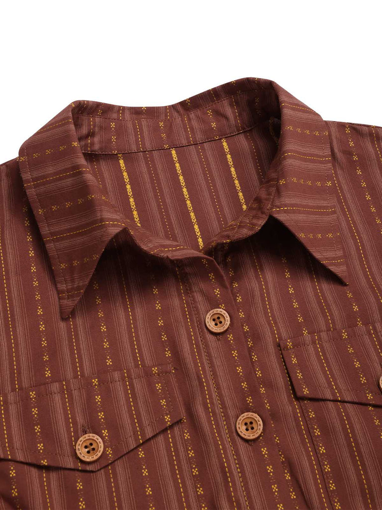 1940s Pure Cotton Shirt Neck Pinstripe Belted Romper: a 1940s classic that whispers rather than shouts