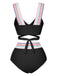 1940s Rainbow Lace-Up Patchwork Strap Bikini Set - vintage fashion, retro style