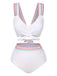 1940s Rainbow Lace-Up Patchwork Strap Bikini Set - vintage fashion, retro style