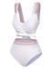 1940s Rainbow Lace-Up Patchwork Strap Bikini Set - vintage fashion, retro style