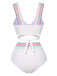 1940s Rainbow Lace-Up Patchwork Strap Bikini Set - vintage fashion, retro style