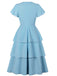 1940s Round Neck Bow Solid Tiered Dress - vintage dress, retro fashion, elegant red