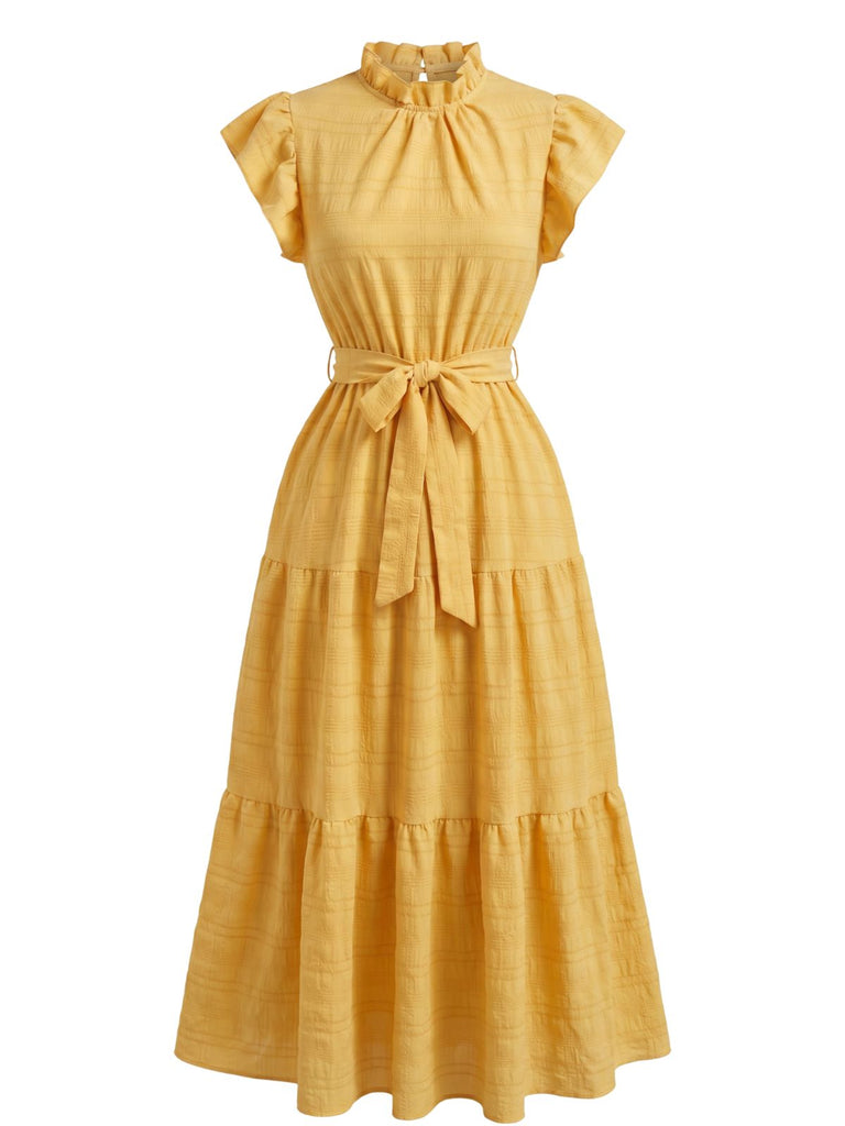 Yellow 1940s Ruffle Vintage Classic Dress 5