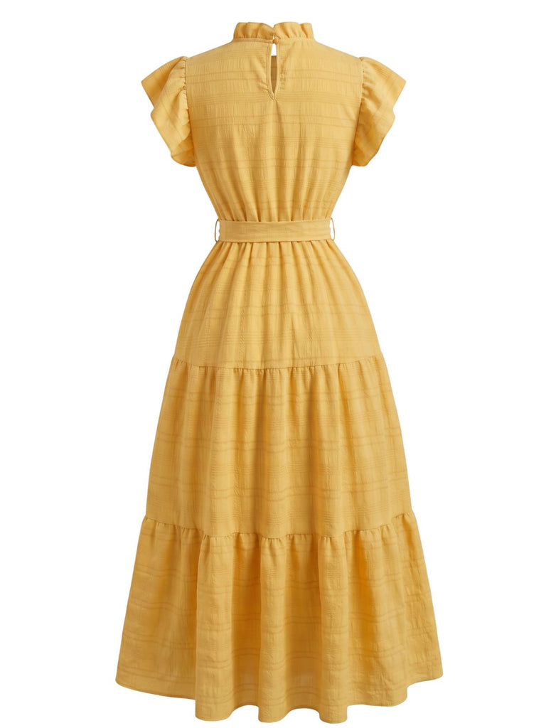 Yellow 1940s Ruffle Vintage Classic Dress 4