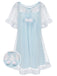 1940s Ruffle Sleeve Plush Trim Tulle Nightgown - vintage nightgown, retro sleepwear