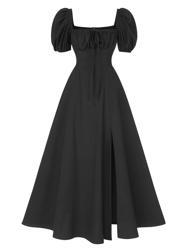 white christmas dresses Blue 1940s Square Neck Starry Night Bow Swing Dress main image 1