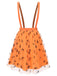 Orange 1940s Halloween Smiley Face Mesh Suspender Skirt - vintage skirt, retro style