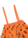 Orange 1940s Halloween Smiley Face Mesh Suspender Skirt - vintage skirt, retro style