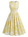 1940s Slashed Sleeveless Floral A-Line Maxi Dress, vintage dress, retro fashion, floral print - perfect for women who love vintage and retro fashion