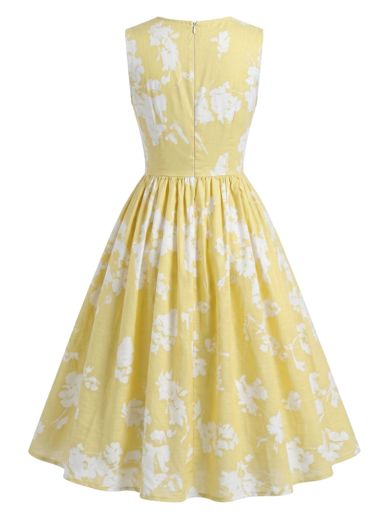 a line retro dress Monochrome 60s Black And White Pattern 1960s A-Line by BleuSky breathable fabric 1940s Floral Sleeveless Pleated A-Line