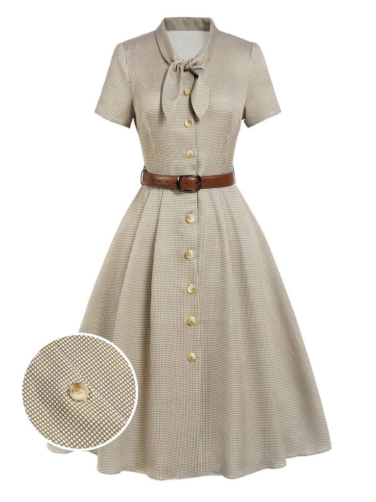 40s shirt dress Retro Stage Shirt-Collar Buttons Floral Printed art deco buttons and a sash belt to nip the waist 1940s shirt dress revisited