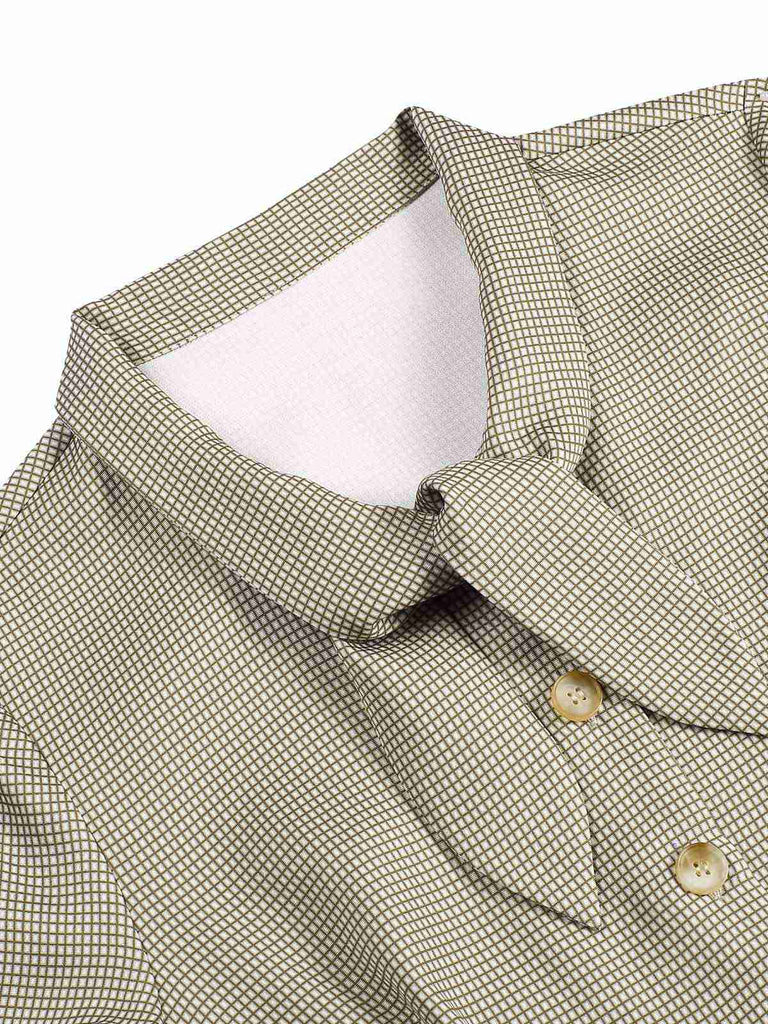 1940s Small Windowpane Plaid Dress — a 1940s silhouette that turns sidewalks into runways