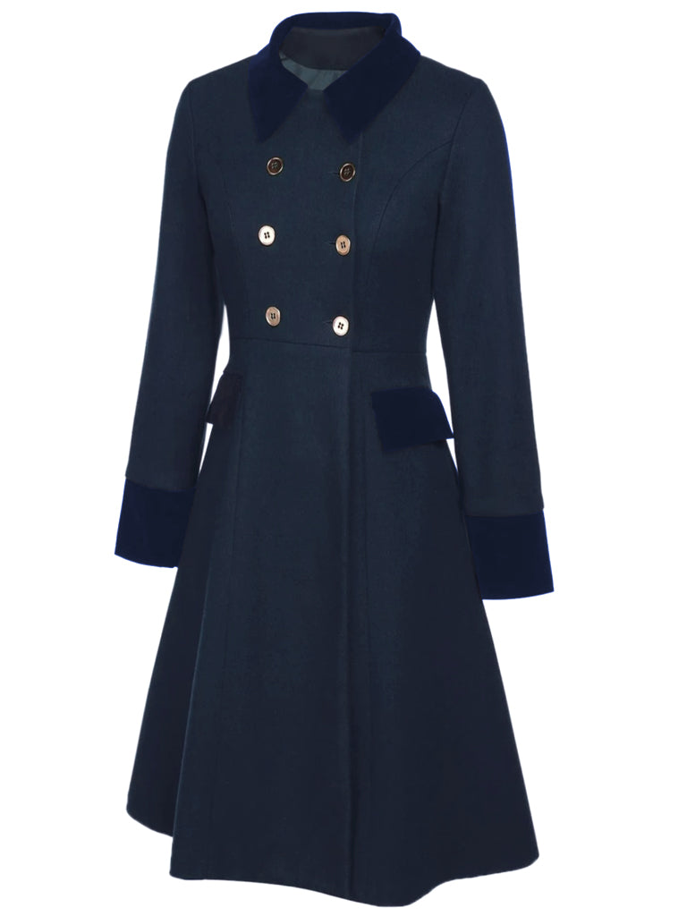 Dark 1940s Solid Button Coat, vintage outerwear, retro jacket - perfect for women who love vintage and retro fashion
