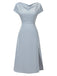 She slips into this 1940s Solid Cowl Neck Satin Back Cutout Dress and suddenly it's a 1940s daydream