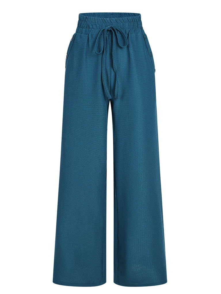 1940s Solid Elastic Waist Loose Pants, vintage fashion, retro style - perfect for women who love vintage and retro fashion