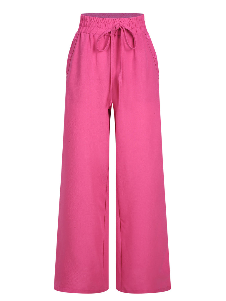 1940s Solid Elastic Waist Loose Pants, vintage fashion, retro style - perfect for women who love vintage and retro fashion