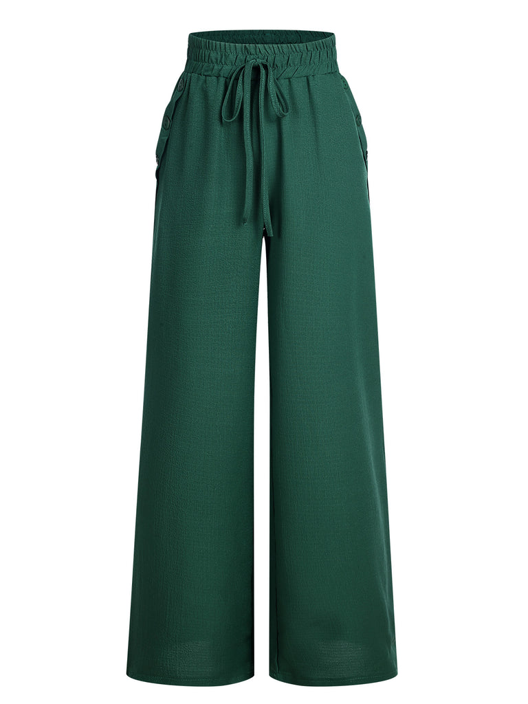 1940s Solid Elastic Waist Loose Pants, vintage fashion, retro style - perfect for women who love vintage and retro fashion