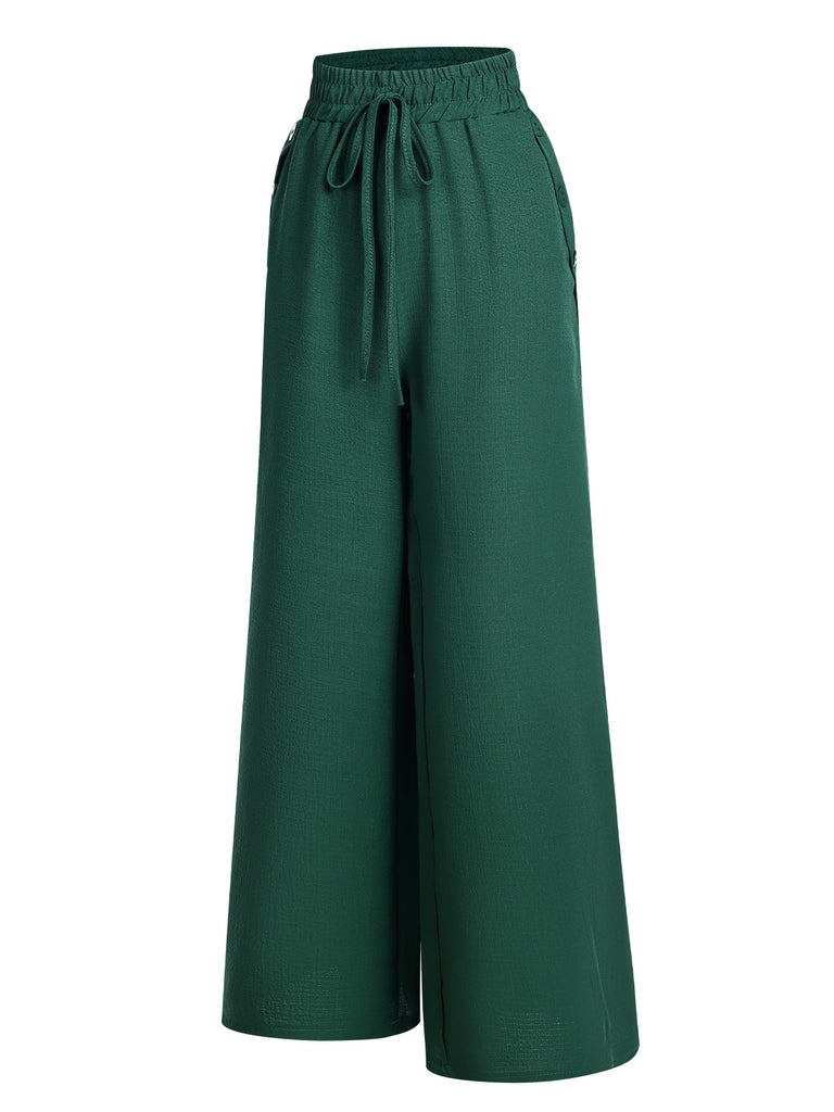 1940s Solid Elastic Waist Loose Pants, vintage fashion, retro style - perfect for women who love vintage and retro fashion