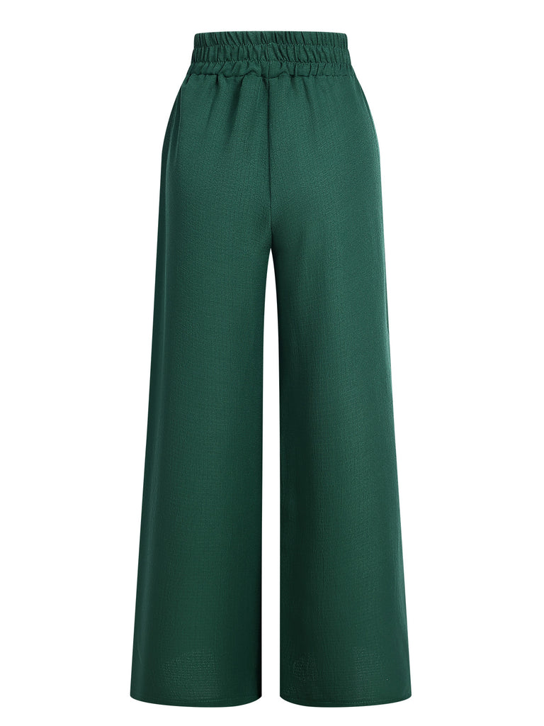 1940s Solid Elastic Waist Loose Pants, vintage fashion, retro style - perfect for women who love vintage and retro fashion