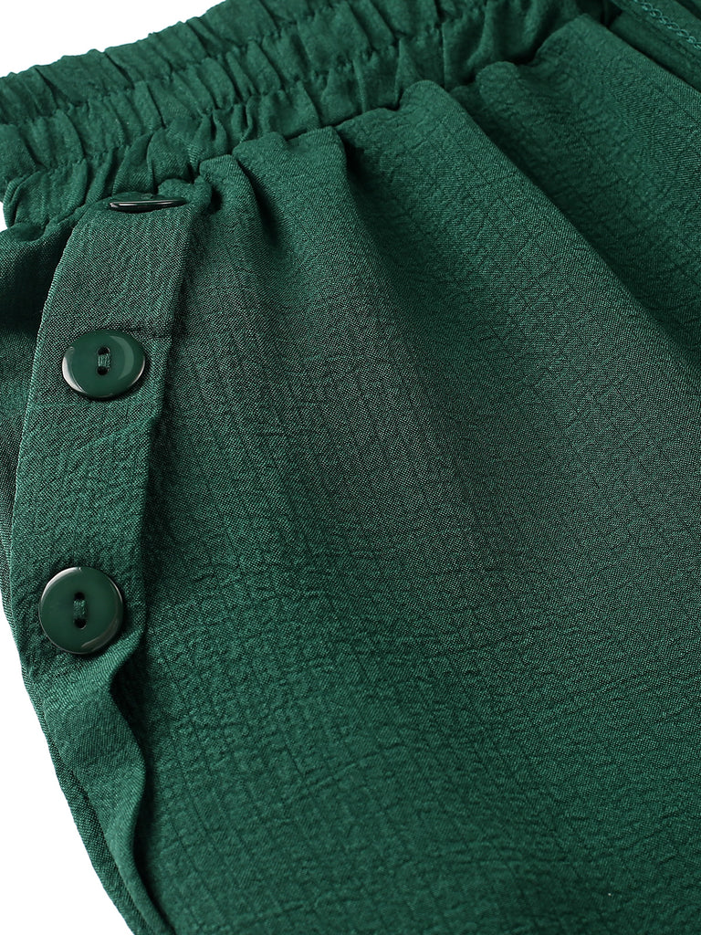 1940s Solid Elastic Waist Loose Pants, vintage fashion, retro style - perfect for women who love vintage and retro fashion