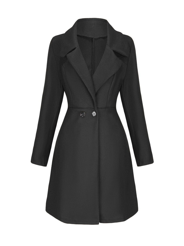 1940s Solid Faux Wool Wide Lapel Swing Coat - vintage fashion, retro style