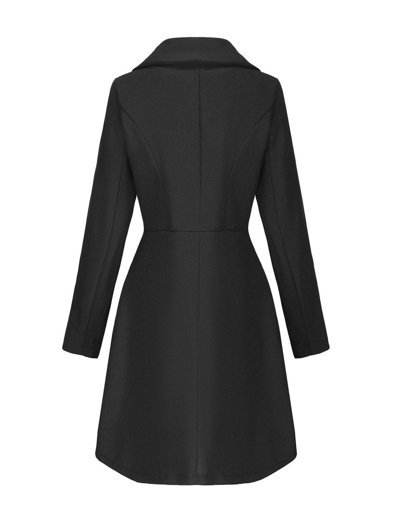 1940s Solid Faux Wool Wide Lapel Swing Coat - vintage fashion, retro style