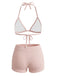 1940s Halter Triangle Textured Bikini Set 7